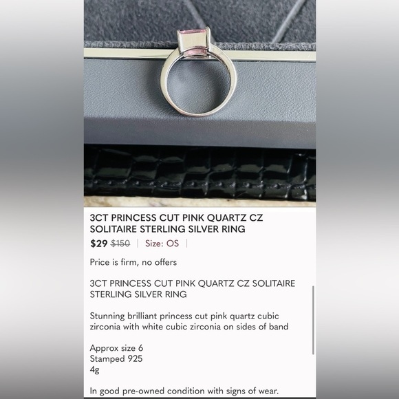 3CT PRINCESS CUT PINK QUARTZ CZ SOLITAIRE STERLING SILVER RING - Picture 10 of 10